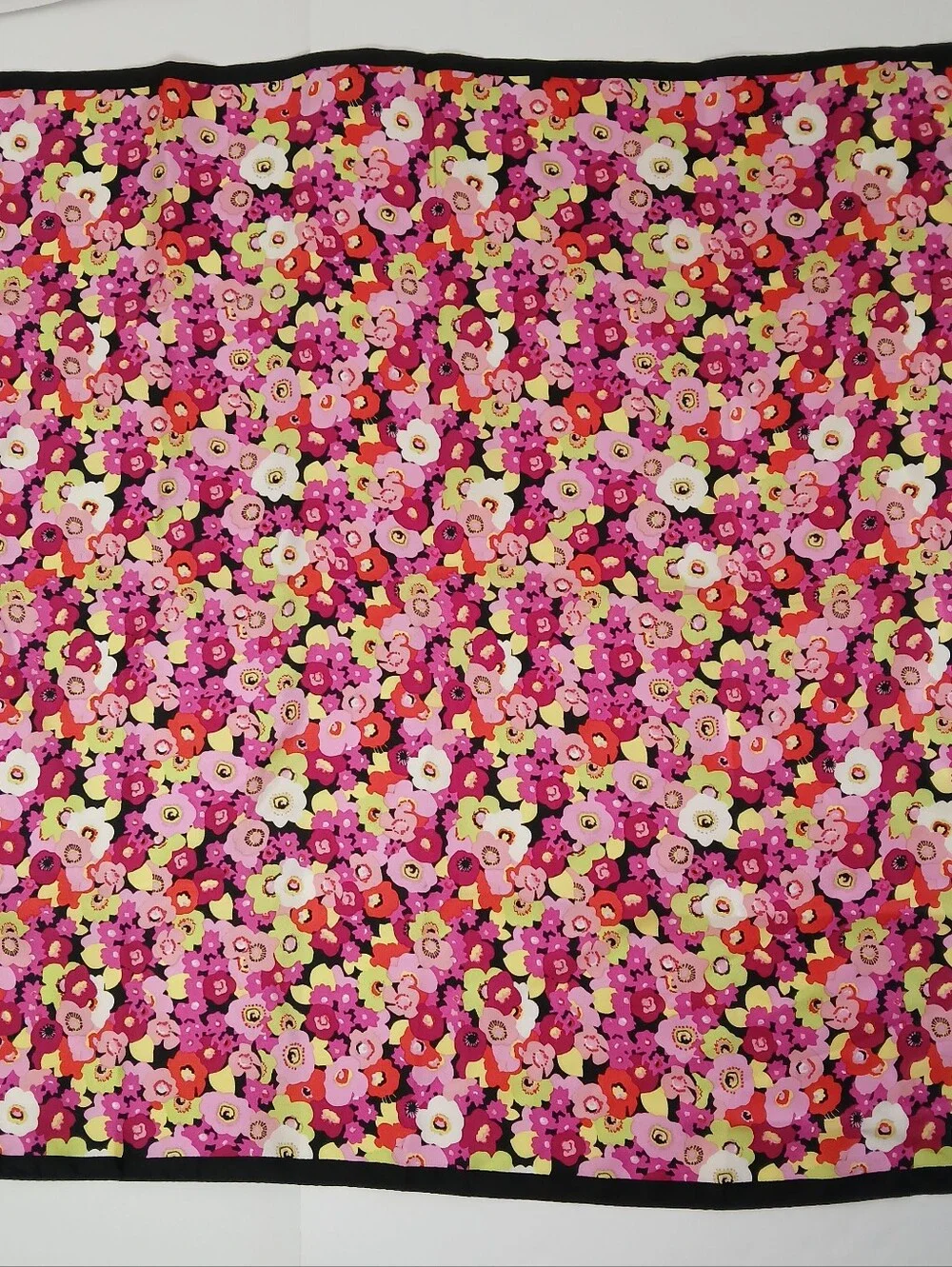 Echo Floral Silk Scarf in Pink, Yellow & Black